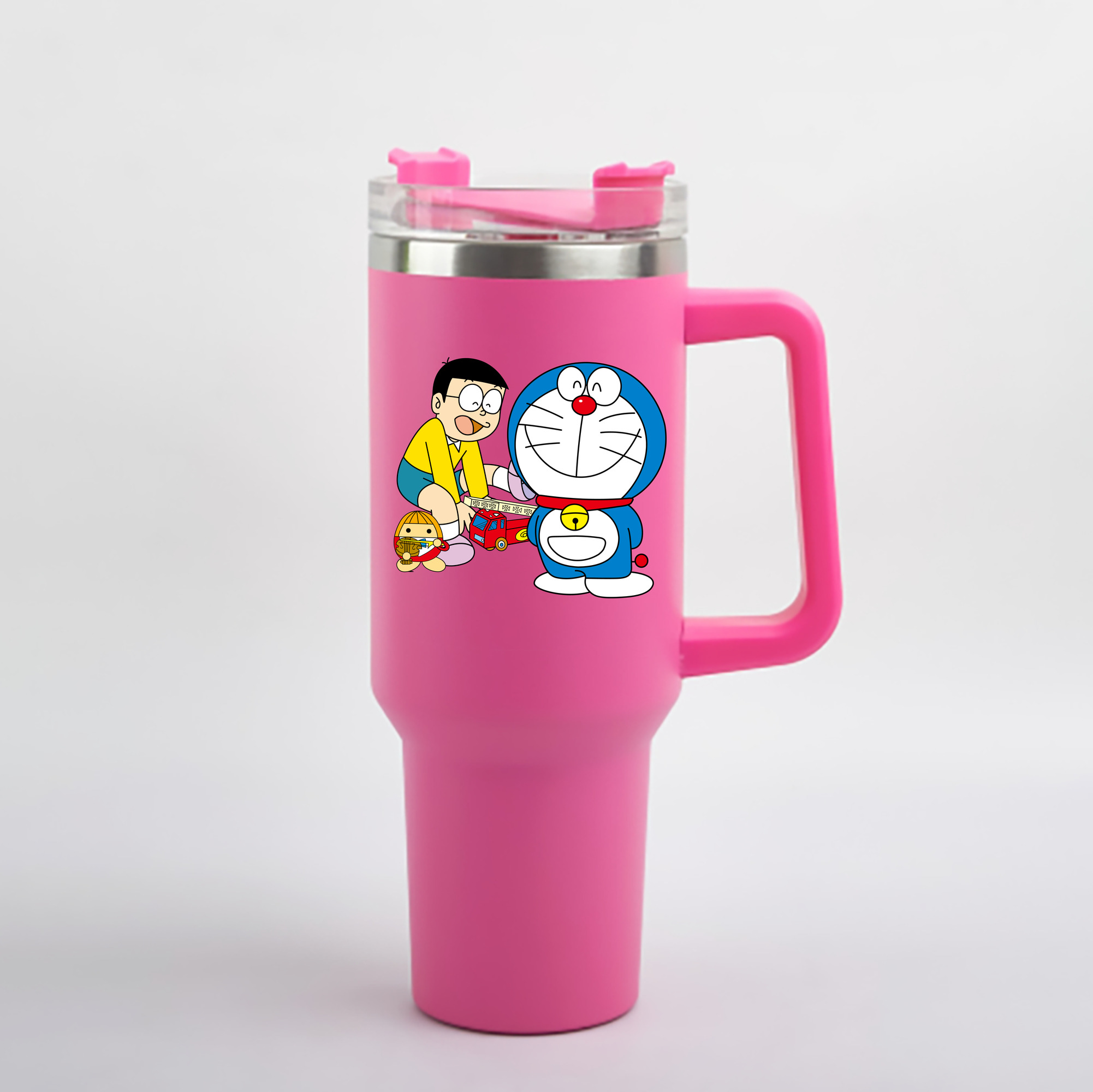 （画像用） ドラえもん Doraemon 1200mL車用タンブラー - クリスタルステッカー（プラスチックストロー付き）